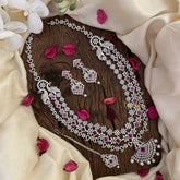 Vriksham Bridal Layered American Diamond Neckpiece-Pink-G16872